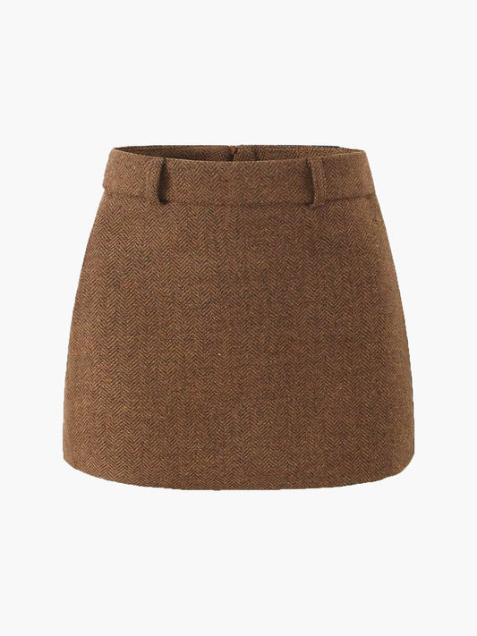 Düz Çizgili Mini Etek
