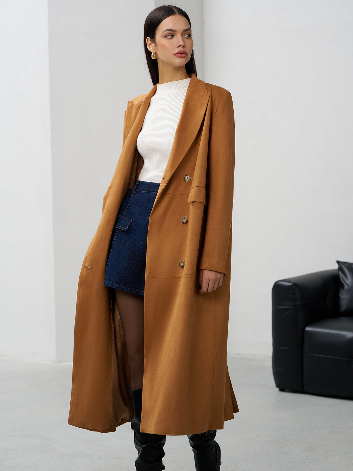 Şönel Düğmeli Uzun Blazer