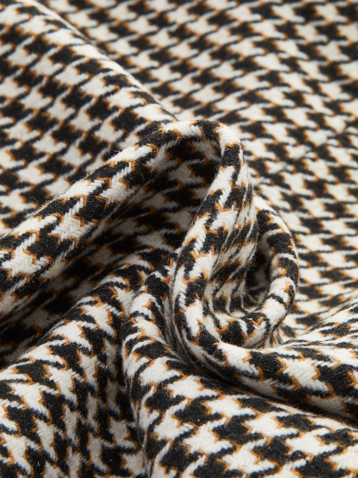 Houndstooth Kemerli Ayrık Ceket