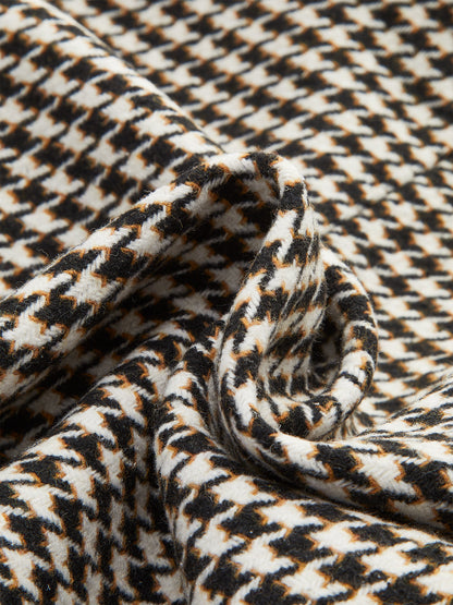 Houndstooth Kemerli Ayrık Ceket