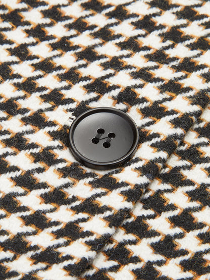 Houndstooth Kemerli Ayrık Ceket