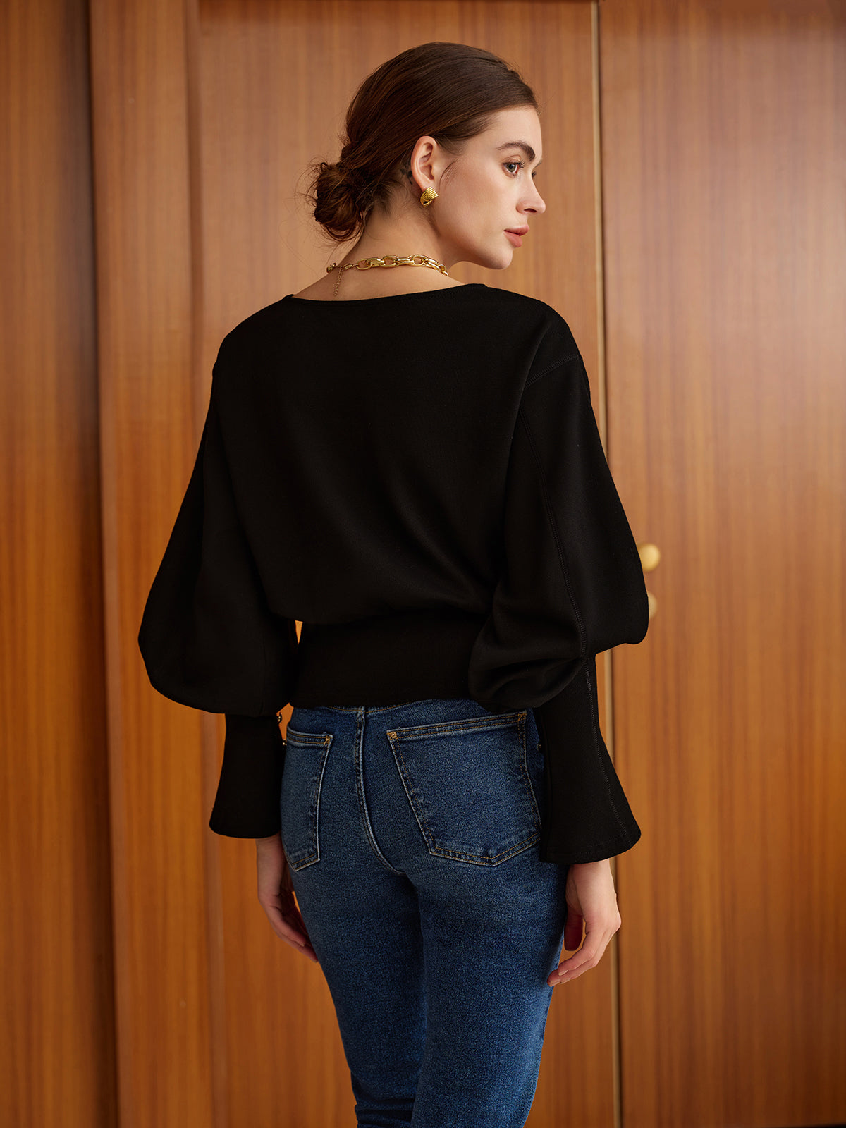 Büzgülü Kolları Olan Polar Sweatshirt