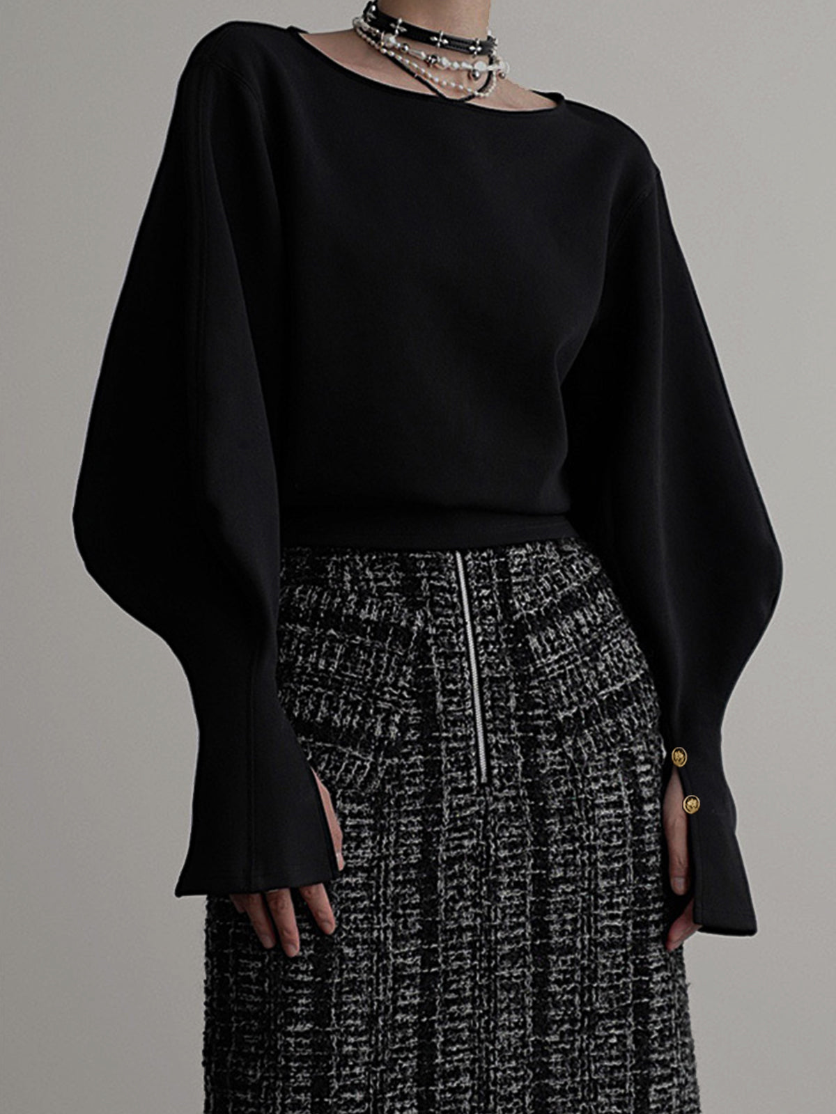 Büzgülü Kolları Olan Polar Sweatshirt