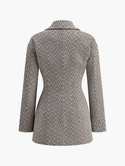 Chevron Yaka Büzgü Blazer