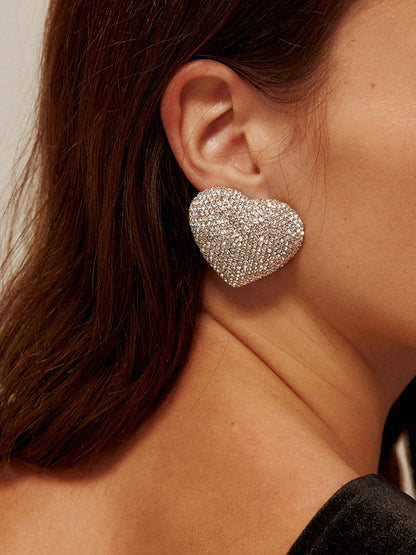 Rhinestone Kalp Küpe