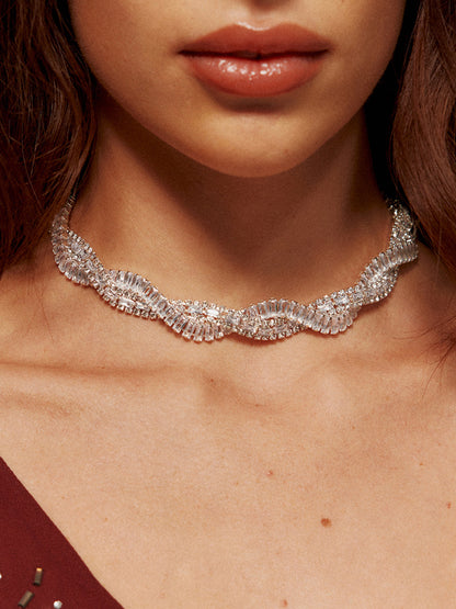 Rhinestone Twist Choker Kolye