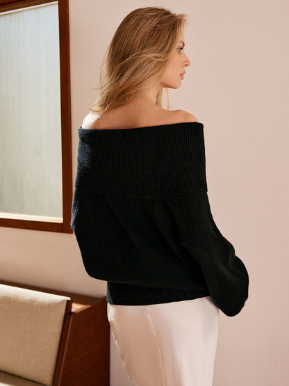 Yüksek Esneme Off-Shoulder Shift Kazak