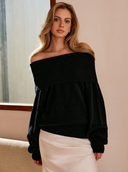 Yüksek Esneme Off-Shoulder Shift Kazak