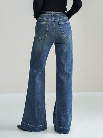 Kemer Olmadan Orta Bel Bootcut Kot Pantolon