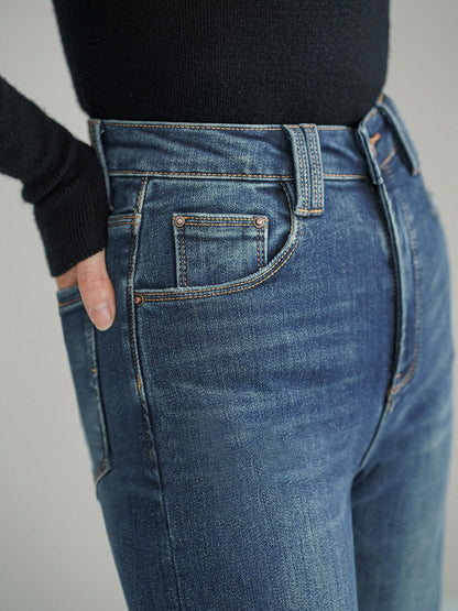 Kemer Olmadan Orta Bel Bootcut Kot Pantolon