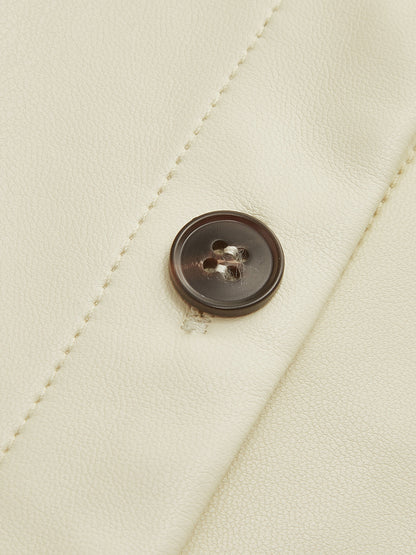 Kemer Olmadan Sahte Deri Düğmeli Polo Tişört