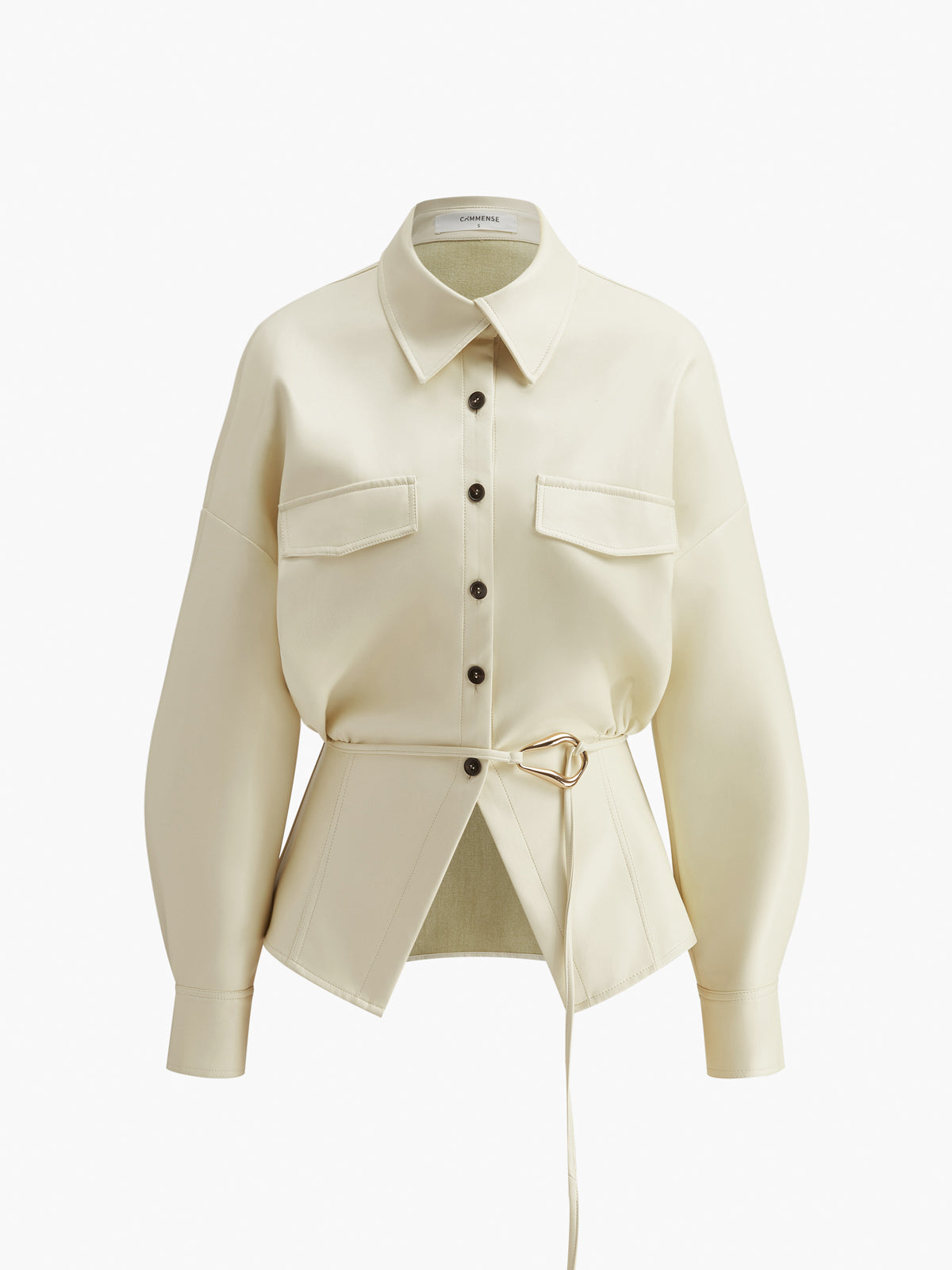 Kemer Olmadan Sahte Deri Düğmeli Polo Tişört