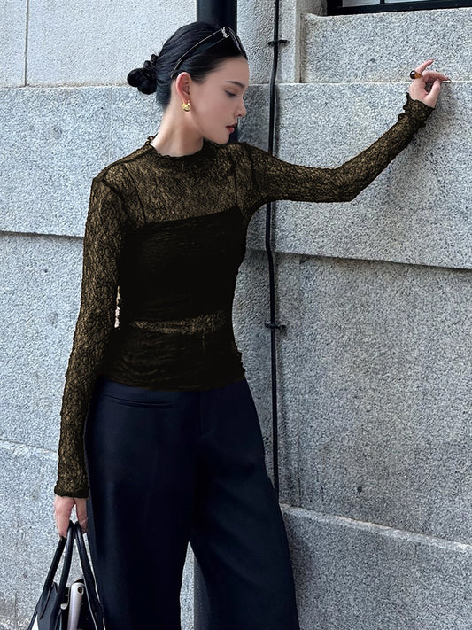 Dantel Panel Jersey İki Parça T- Shirt