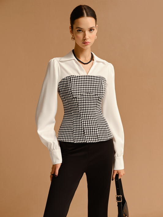 2'si 1 arada Houndtooth Polo Tişört