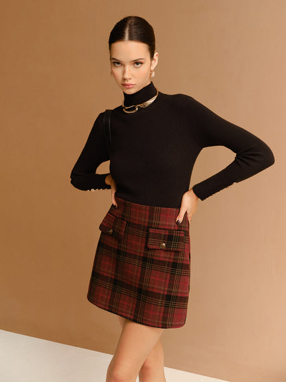 Tweed Desenli Mini Etek