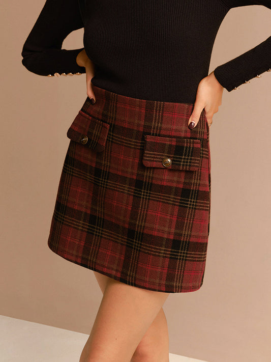 Tweed Desenli Mini Etek