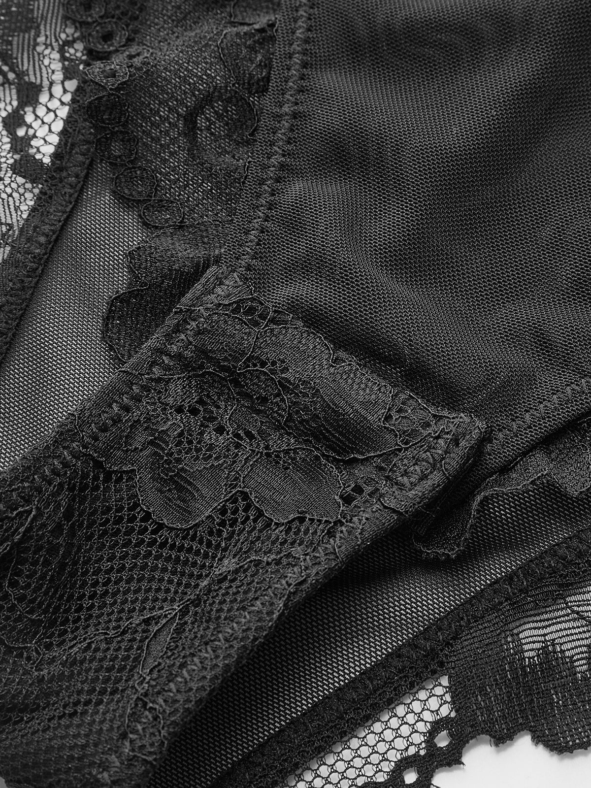 Yarı Şeffaf Sırtı Açık Dantel Bodysuit