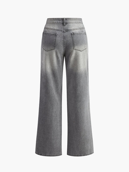 Vintage Denim Düz Paça Pantolon
