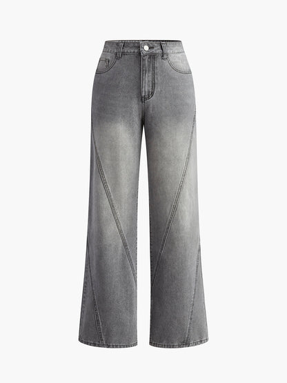 Vintage Denim Düz Paça Pantolon