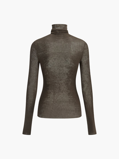 Wool Blend High Neck Transparent Sweater