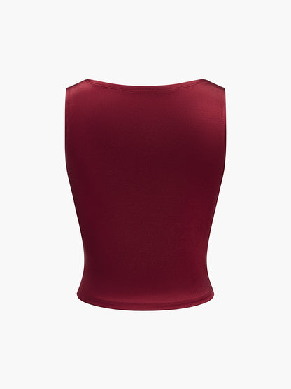 Plise Sleevess Vintage Askılı Üst