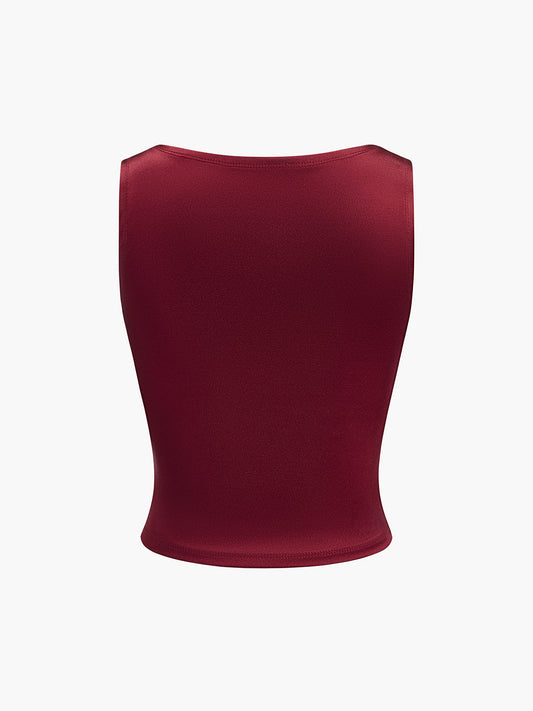 Plise Sleevess Vintage Askılı Üst