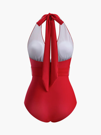 Boyun Askılı Kemerli Tek Parça Mayo