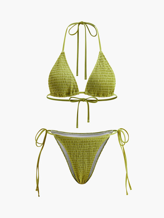 Bağcıklı Askılarıyla Dökümlü Üçgen Bikini