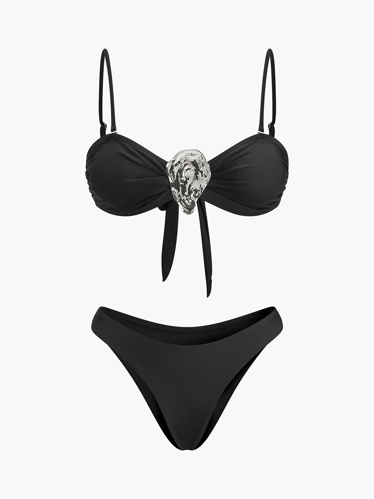Metal Detaylı Ön Bağlamalı Bikini Seti