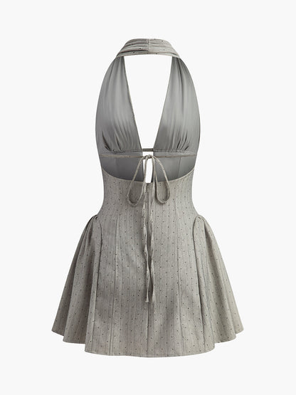 Back Tied Pleated Dress