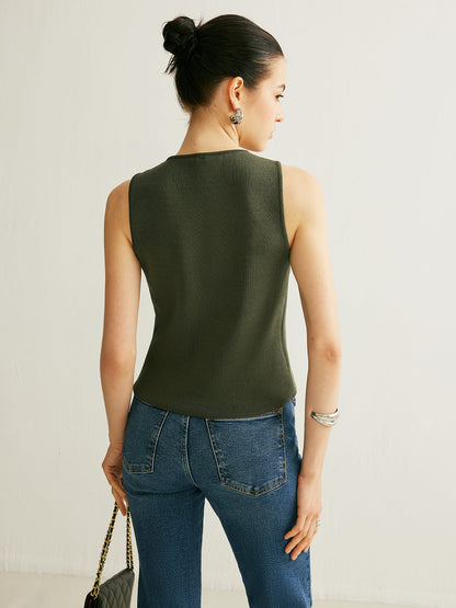 Düğme Detaylı Triko Yelek