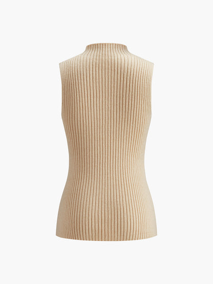 Minimalist Yüksek Yaka Rib Hırka Üst