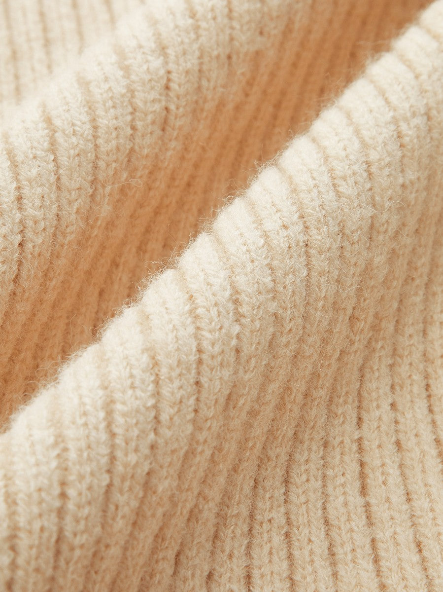 Minimalist Yüksek Yaka Rib Hırka Üst