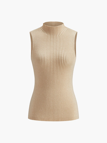 Minimalist Yüksek Yaka Rib Hırka Üst