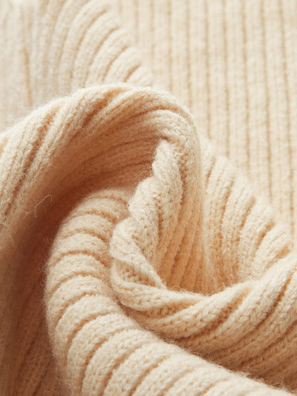 Minimalist Yüksek Yaka Rib Hırka Üst