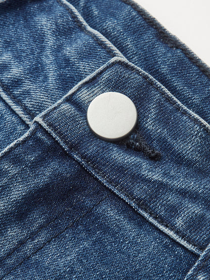 Yüksek Bel Cep Detaylı Geniş Paça Jean Pantolon
