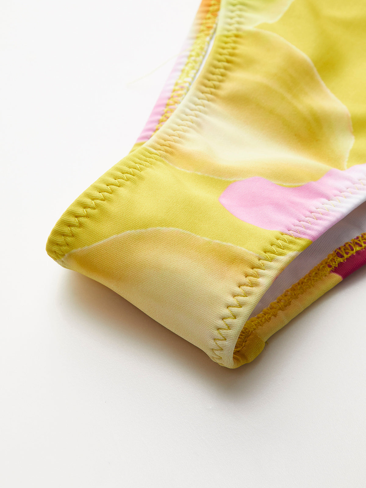 Jersey Çiçek Baskılı Yaka Bağlamalı Bikini Seti