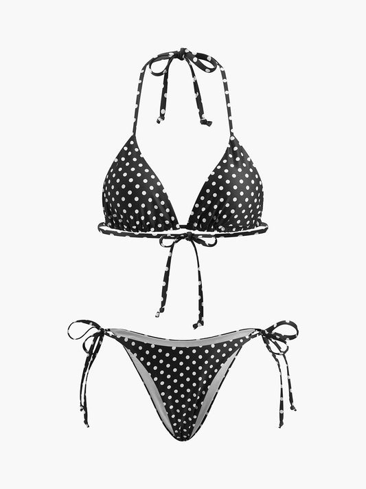 Puantiyeli Bağlamalı Bikini Seti