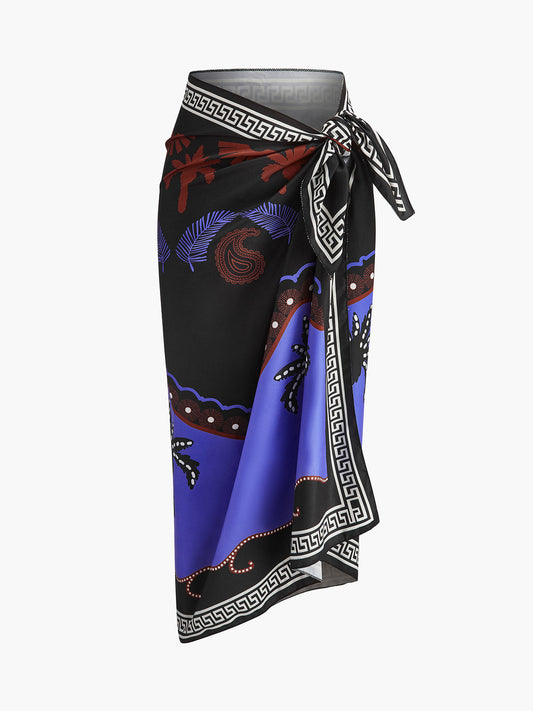Baskılı Bel Bağlamalı Sarong Pareo