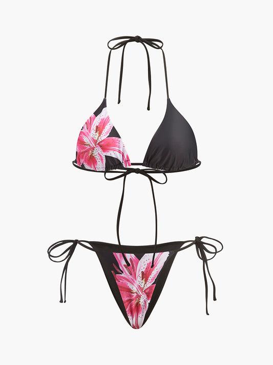 Çiçek Baskılı, File Etekli Bikini