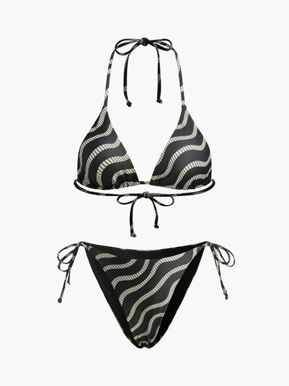 Dalga Desenli Üçgen Bikini Seti