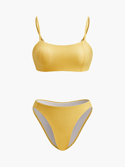 Dokulu Yuvarlak Yaka Bikini Seti