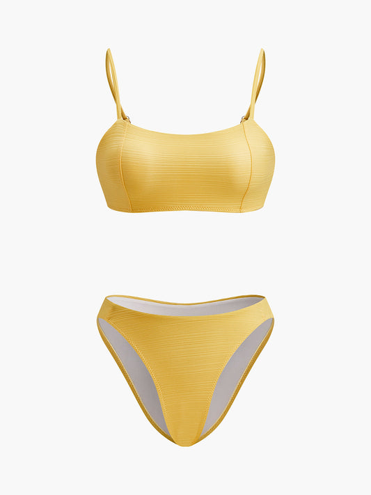 Dokulu Yuvarlak Yaka Bikini Seti