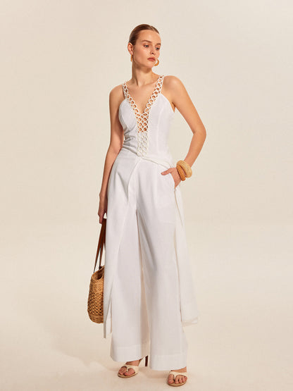 Cepli Orta Bel Geniş Paça Pantolon