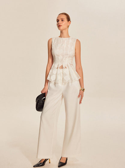 Yarı Şeffaf Geometrik Peplum Bluz