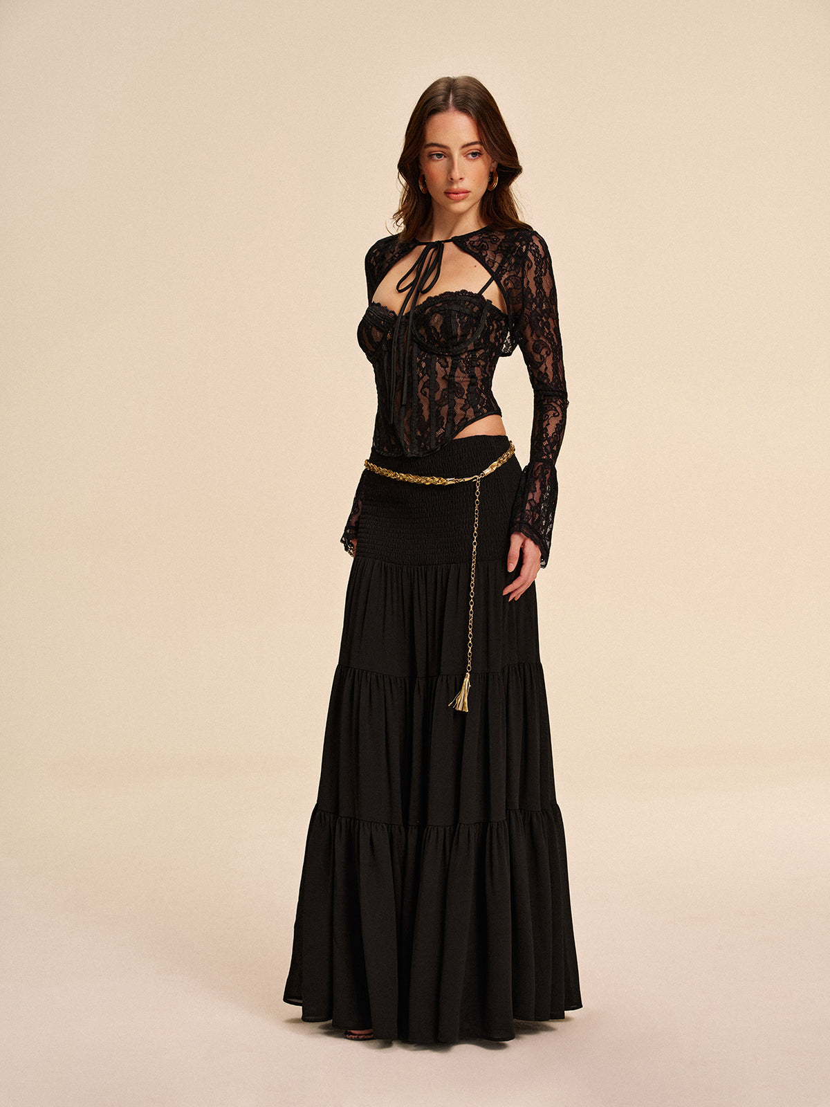 Kemer Olmadan Yarı Şeffaf Şifon Etek