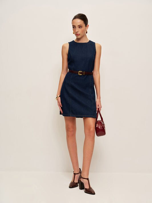 Beltsiz Denim Elbise