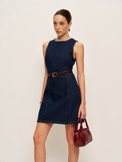 Beltsiz Denim Elbise
