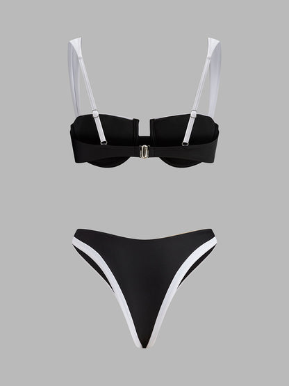 Kontrast Detaylı Kesikli Bikini Seti