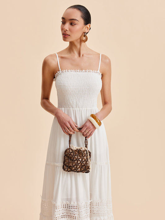 Smocked Askılı Elbise